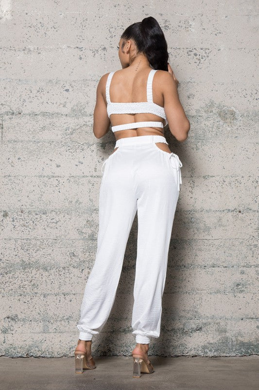 TOW PIECE SATIN WOVEN SET