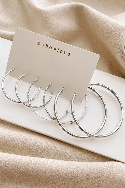Silver Hoop Earring Set