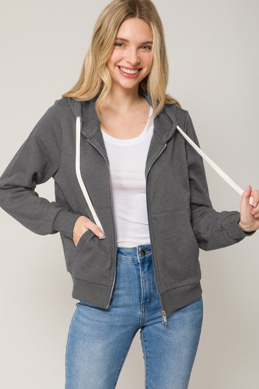 Plus Long Sleeve Sweat Hoodie Full Zip Jacket