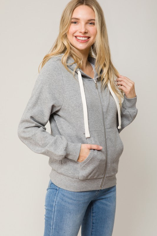 Plus Long Sleeve Sweat Hoodie Full Zip Jacket