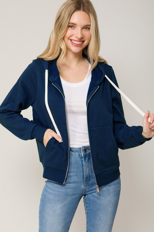 Plus Long Sleeve Sweat Hoodie Full Zip Jacket