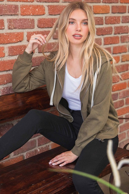 Plus Long Sleeve Sweat Hoodie Full Zip Jacket