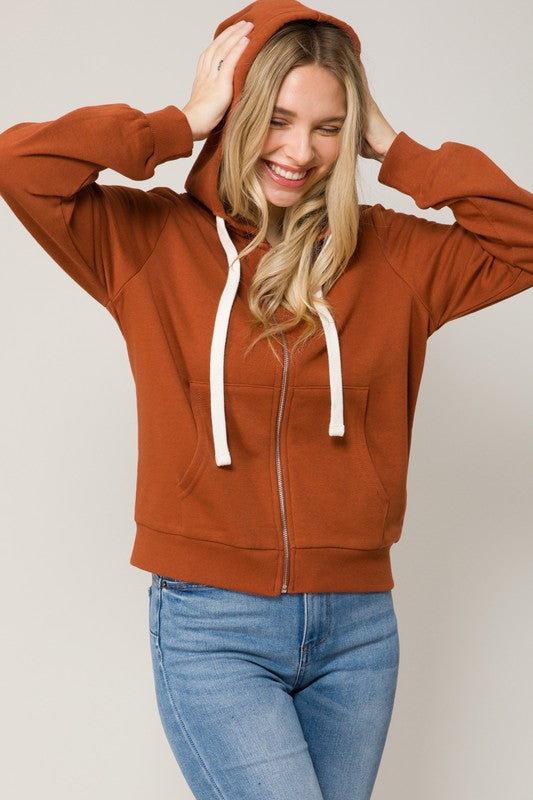 Plus Long Sleeve Sweat Hoodie Full Zip Jacket