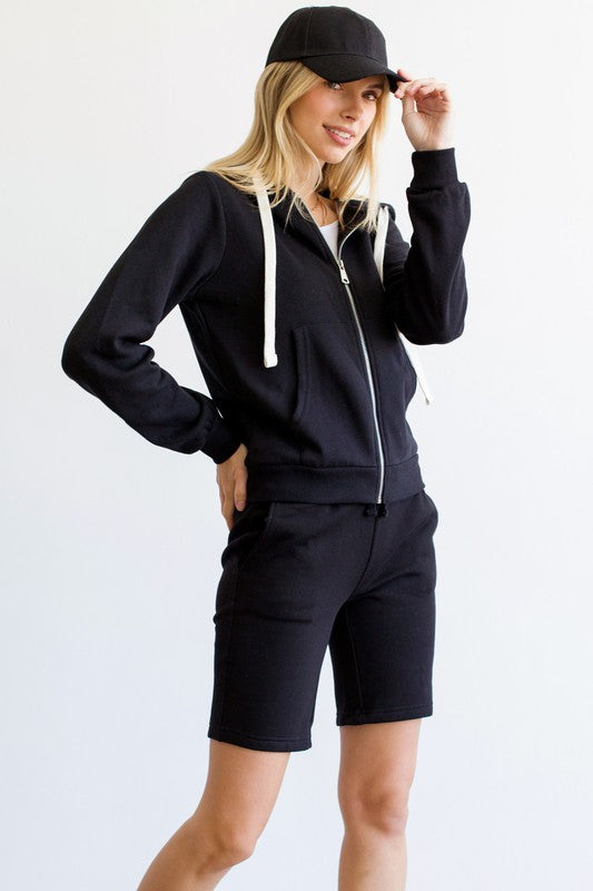 Plus Long Sleeve Sweat Hoodie Full Zip Jacket