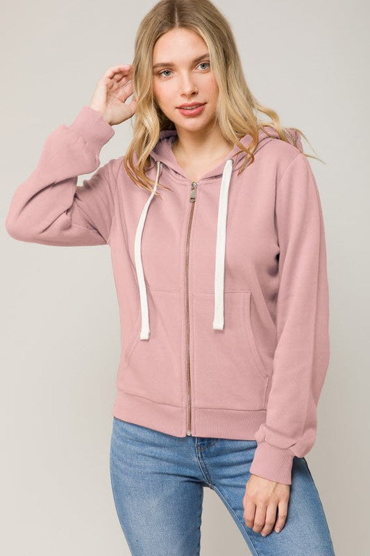Plus Long Sleeve Sweat Hoodie Full Zip Jacket
