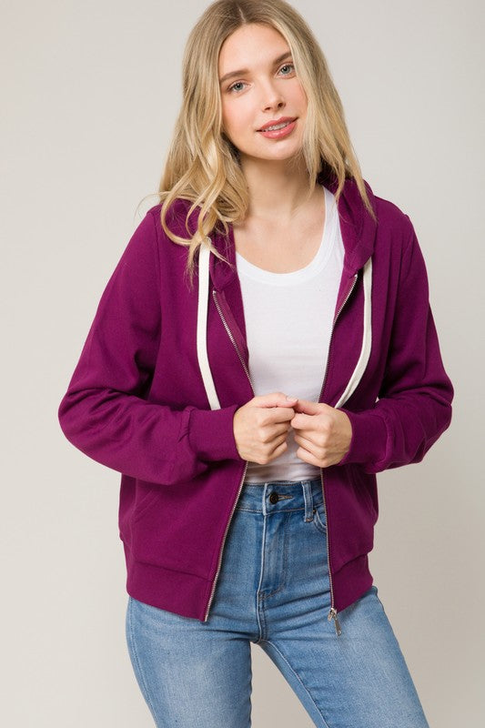 Plus Long Sleeve Sweat Hoodie Full Zip Jacket