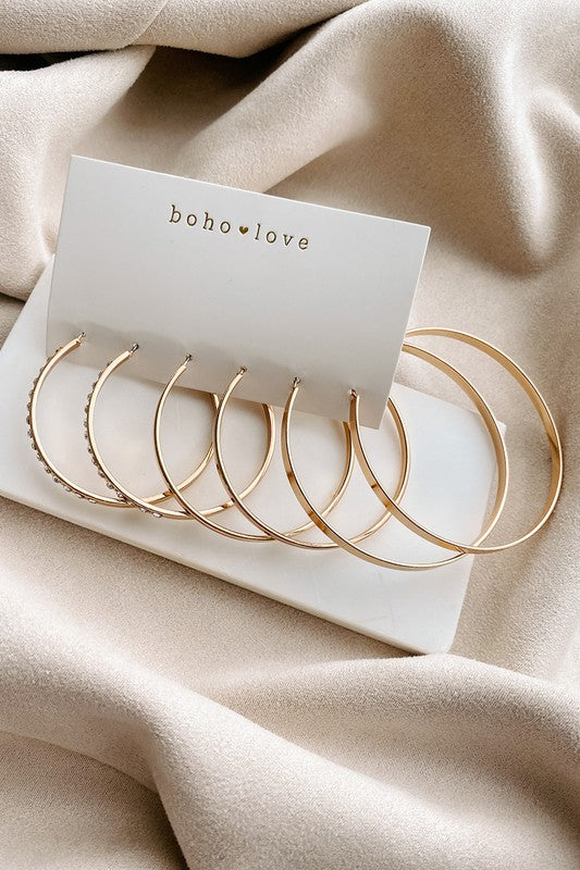 Gold Hoop Earring Set