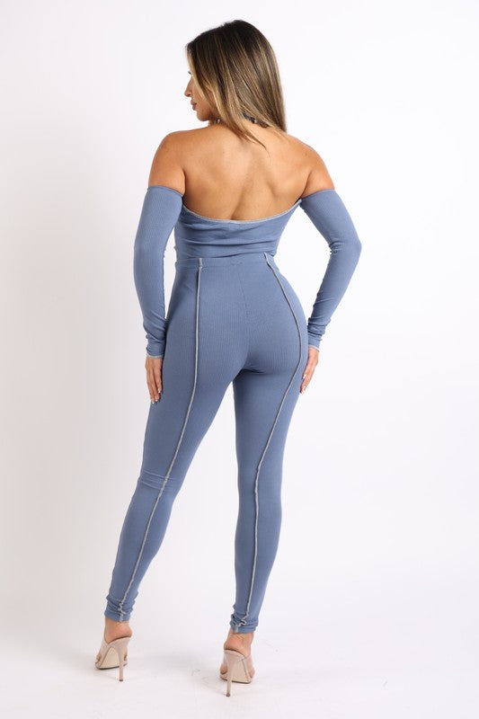 Overlock Detailed Cross Halter Keyhole